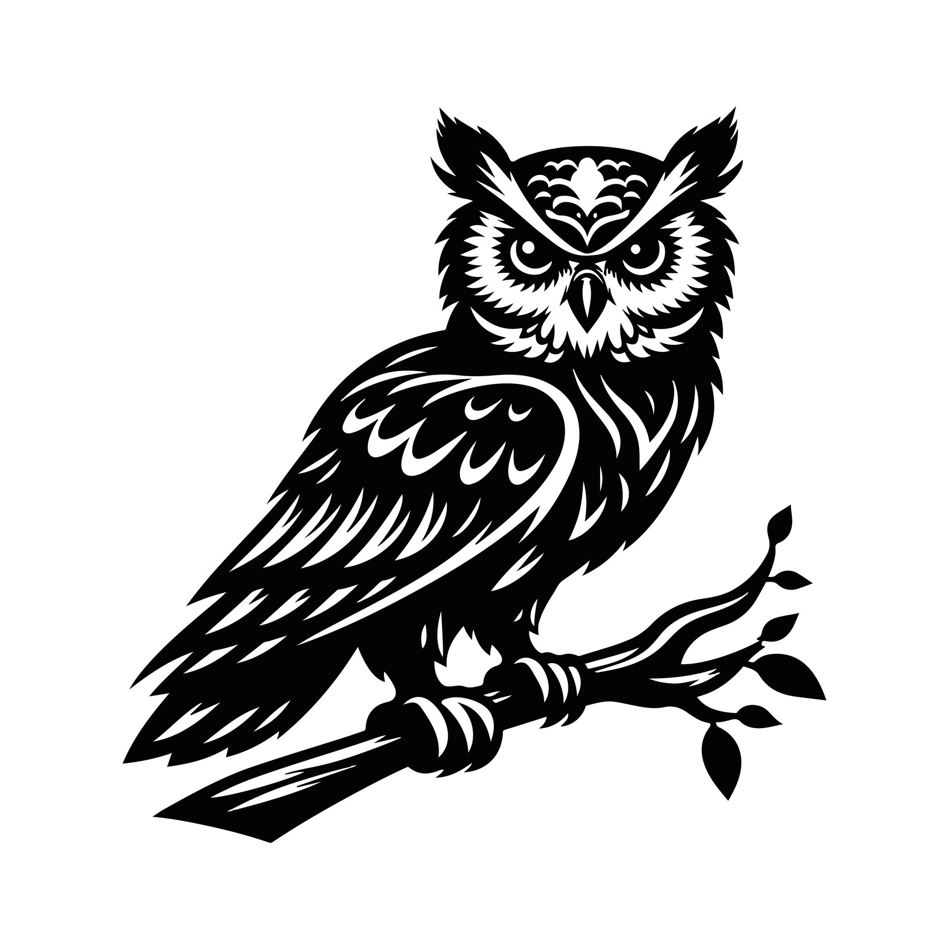 Owl Animal Black Silhouette With White Color Background 45712293 Vector