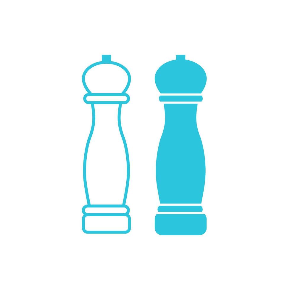 Two Manual Salt and Pepper Grinder Mills icon. Isolated on white background. From blue icon set. vector