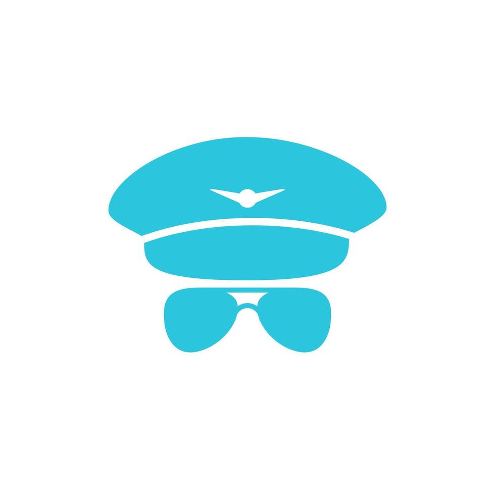 Flight captain pilot hat, Isolated on white background. From blue icon set. vector
