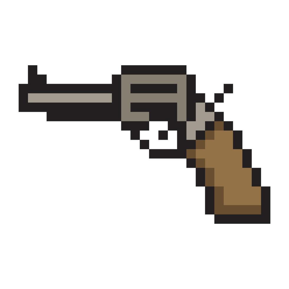 Pistol in pixel art style vector