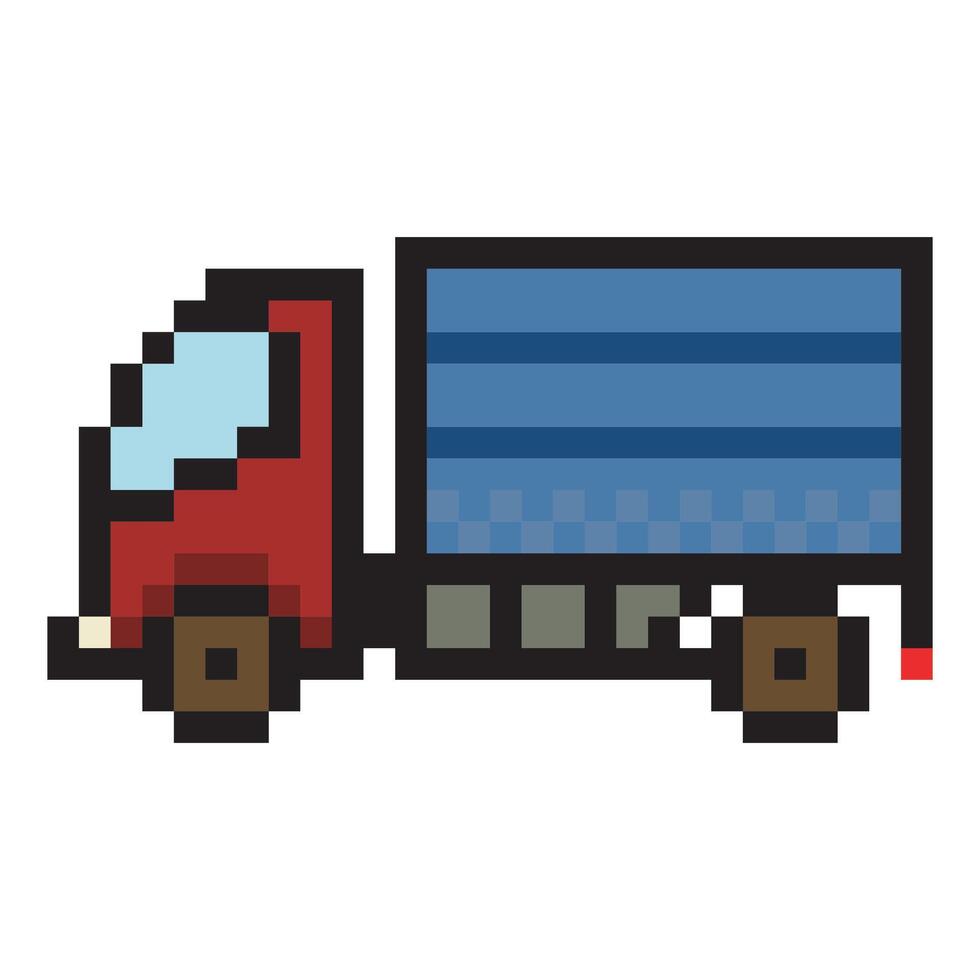 Truck car in pixel art style vector