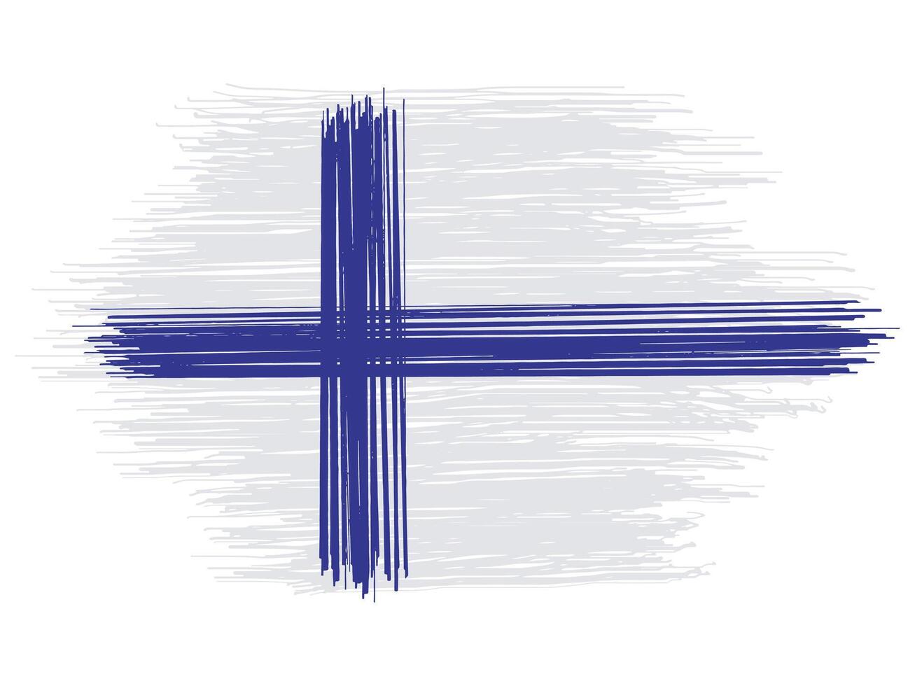 Finland national flag with paint brush strokes vector