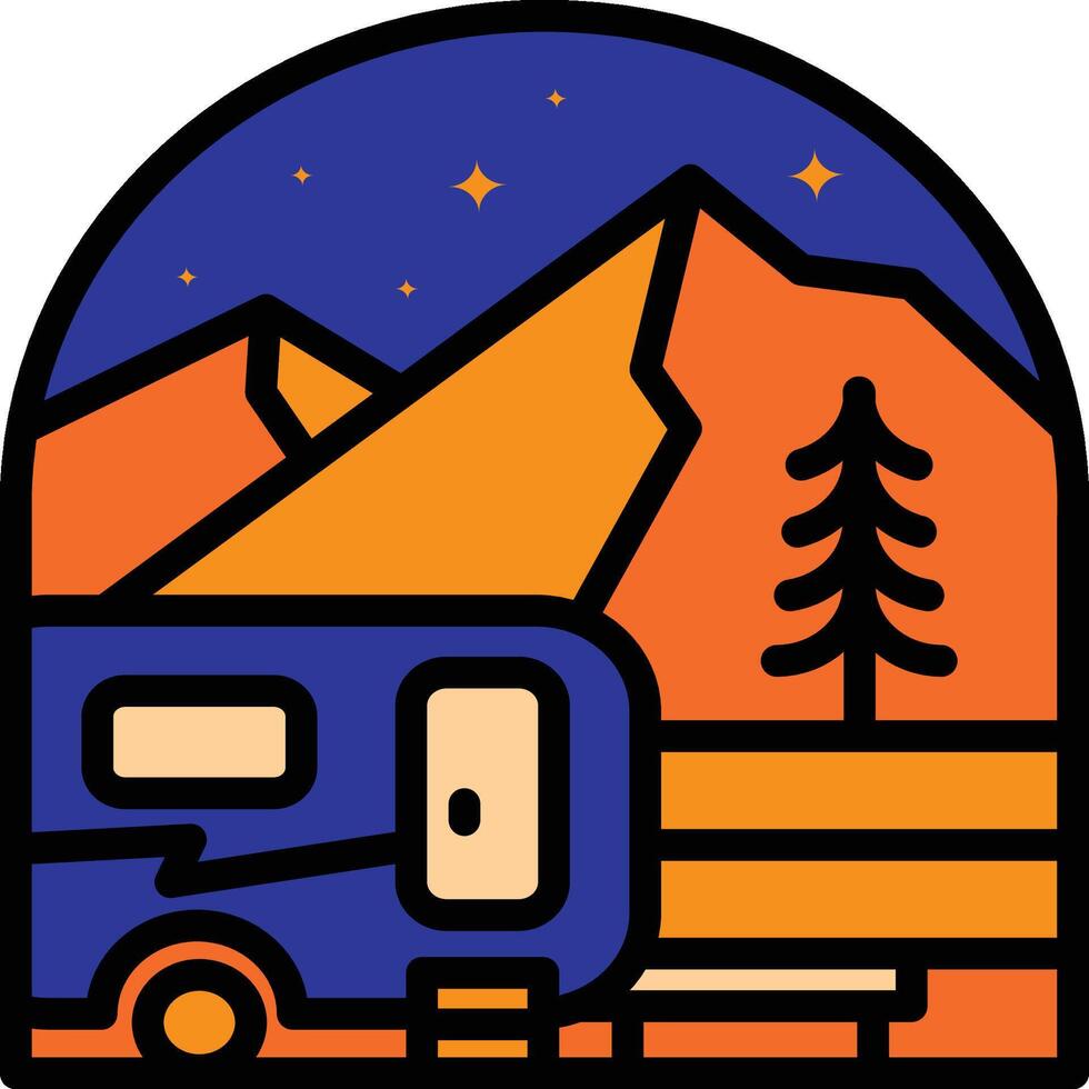 campervan with monoline art vector