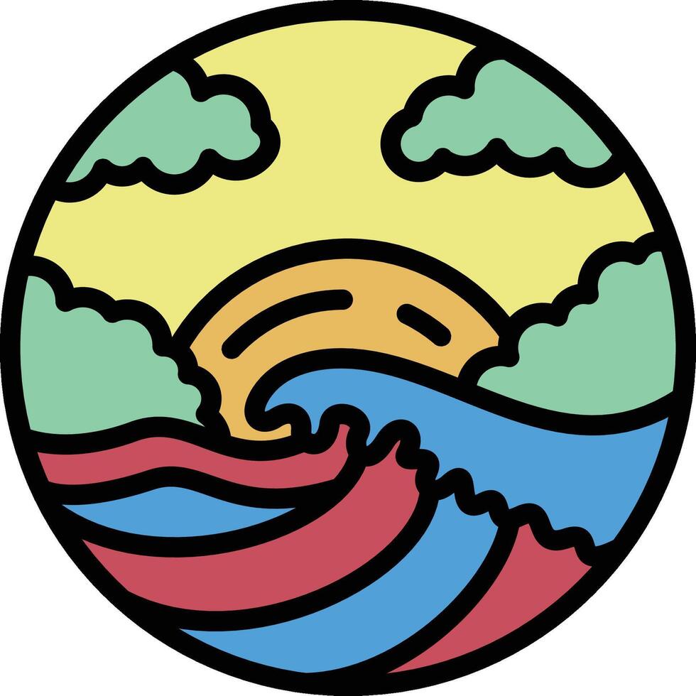 wave with monoline art vector