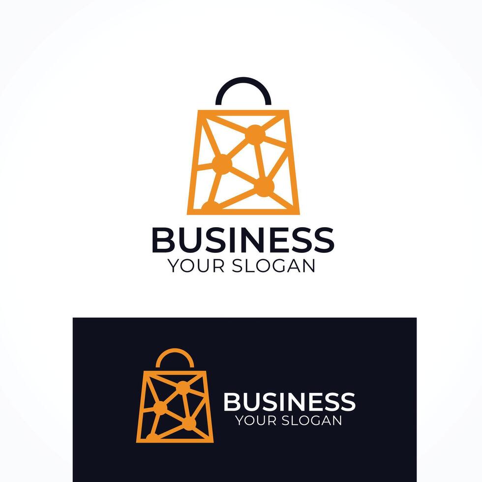 Tech Shopping bag logo design vector