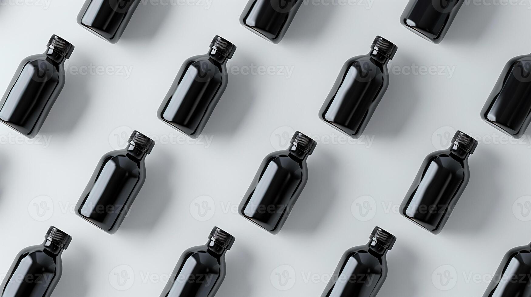 Array of Black Bottles on White photo