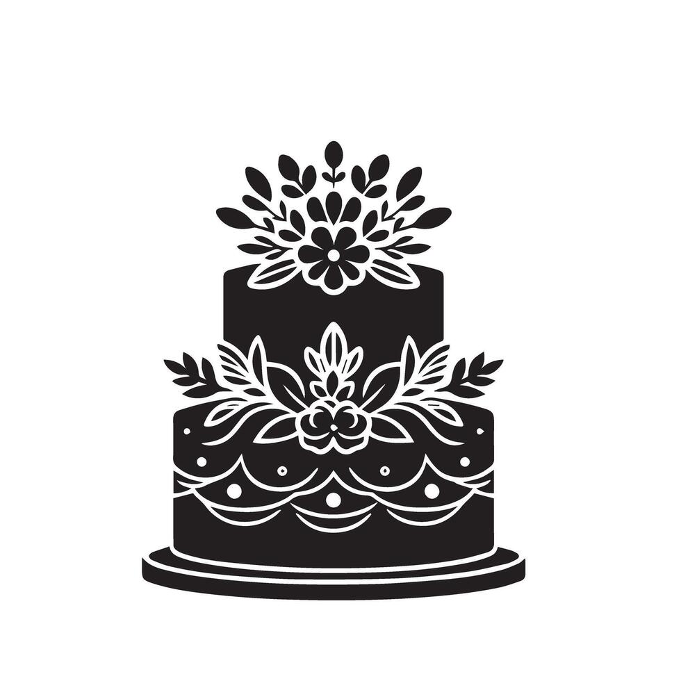 Cake silhouette illustration. cake logo on white background. vector
