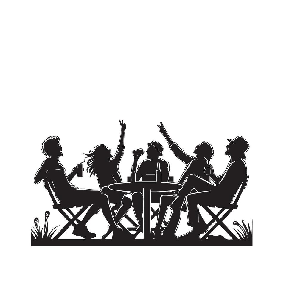 People's silhouette holding hands enjoying friendship.People jumping silhouette. friends youth background. Crowd people, close to each other. vector