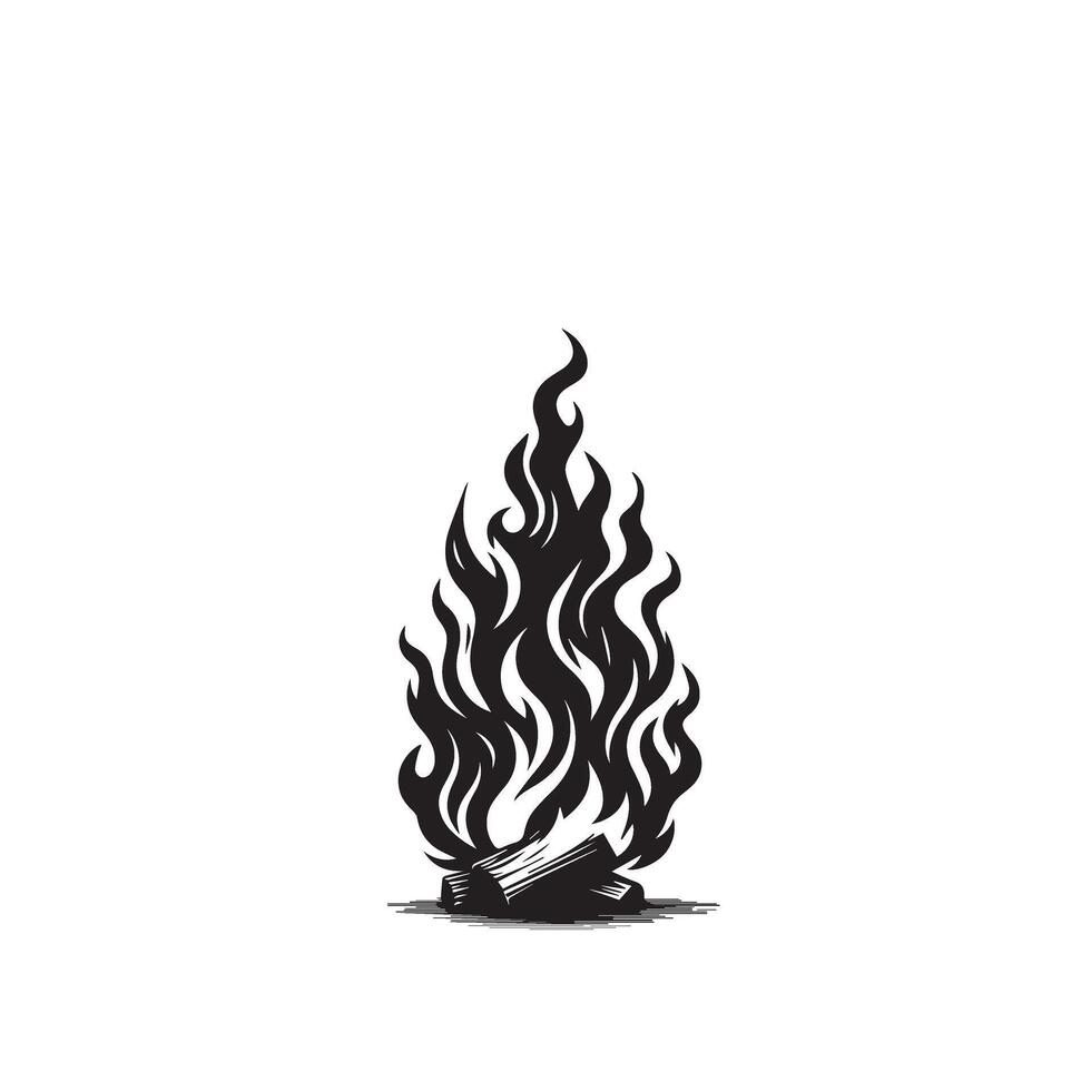 Fire flame silhouette on white background. fire flame logo vector