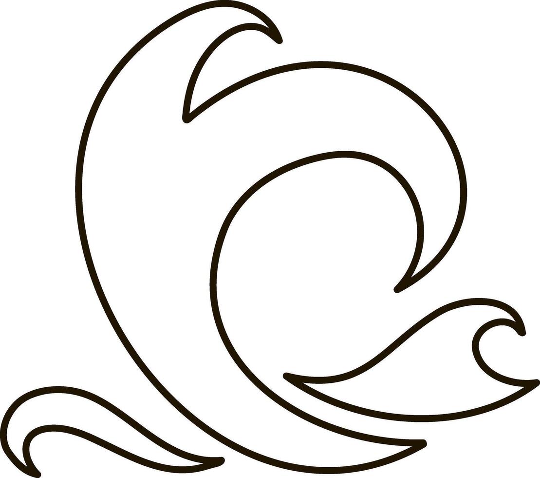Doodle water wave clipart Hand drawn art Sketch vector