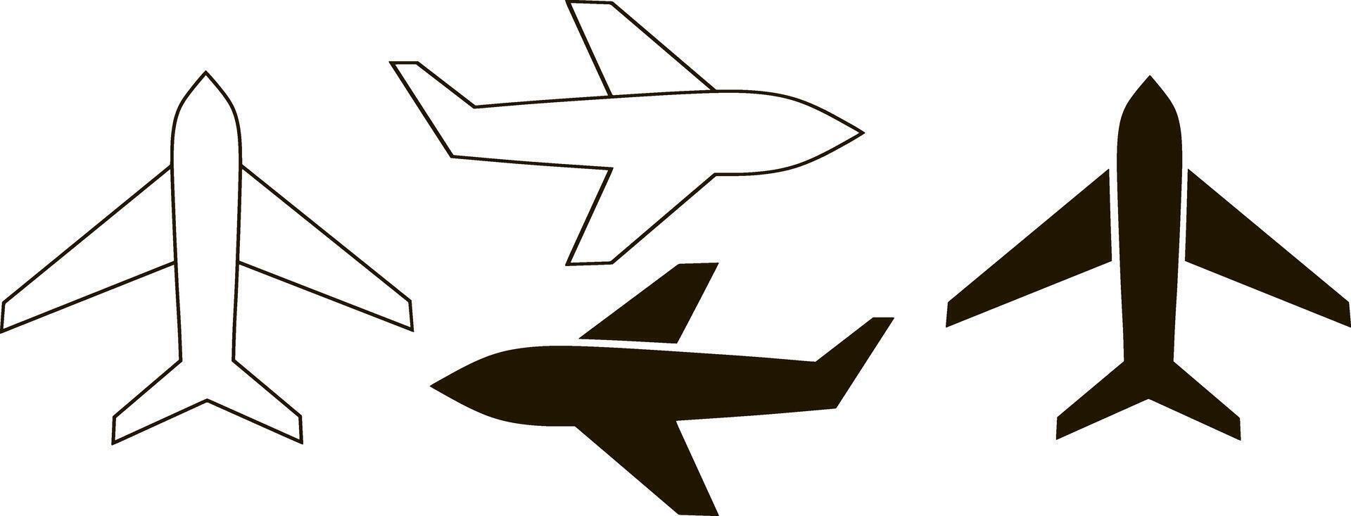 Doodle airplane icon Hand drawn clipart Stencil vector