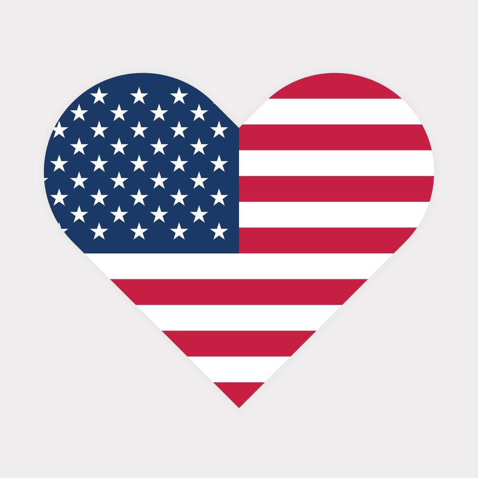 National flag of United States. USA Flag. USA Heart flag. vector