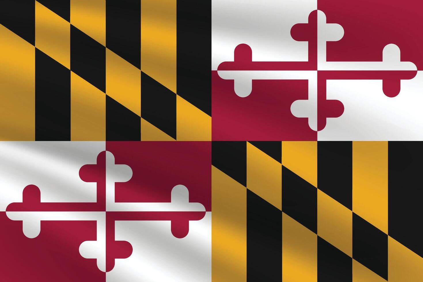 Maryland State Flag illustration. Maryland Flag. Waving Maryland State Flag. vector