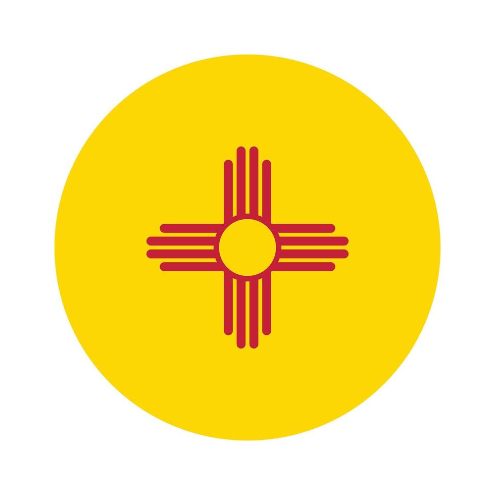 New Mexico State Flag illustration. New Mexico Flag. New Mexico State Round Flag. vector