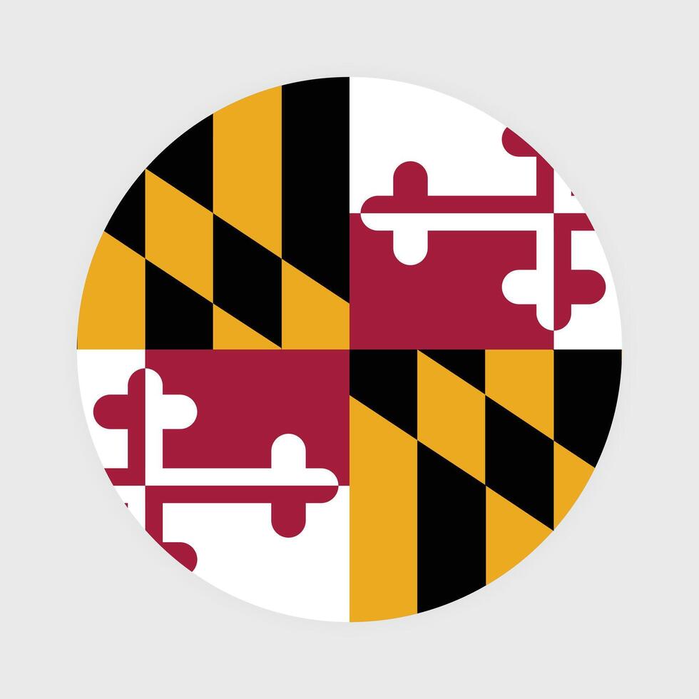 Maryland State Flag illustration. Maryland Flag. Maryland State Round Flag. vector