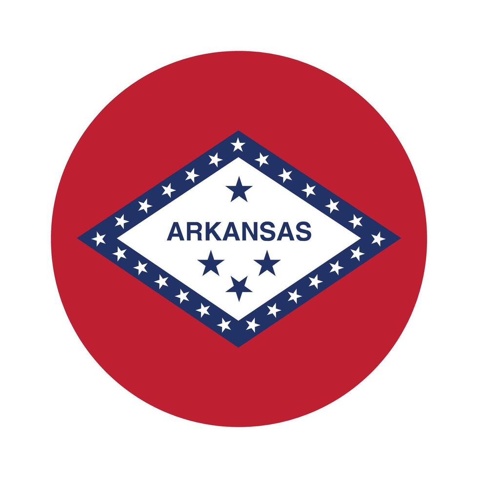 Arkansas State Flag illustration. Arkansas Flag. Arkansas State Round Flag. vector