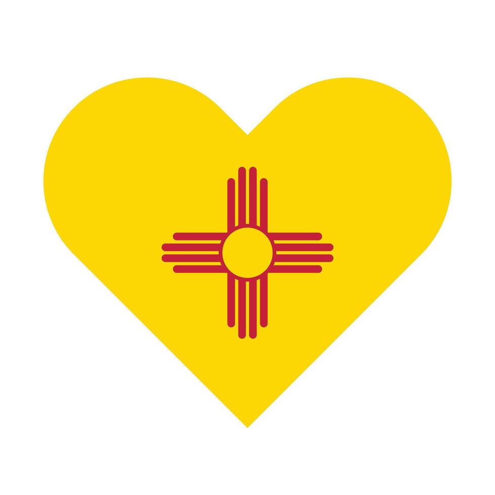 New Mexico State Flag illustration. New Mexico Flag. New Mexico State Heart Flag. vector