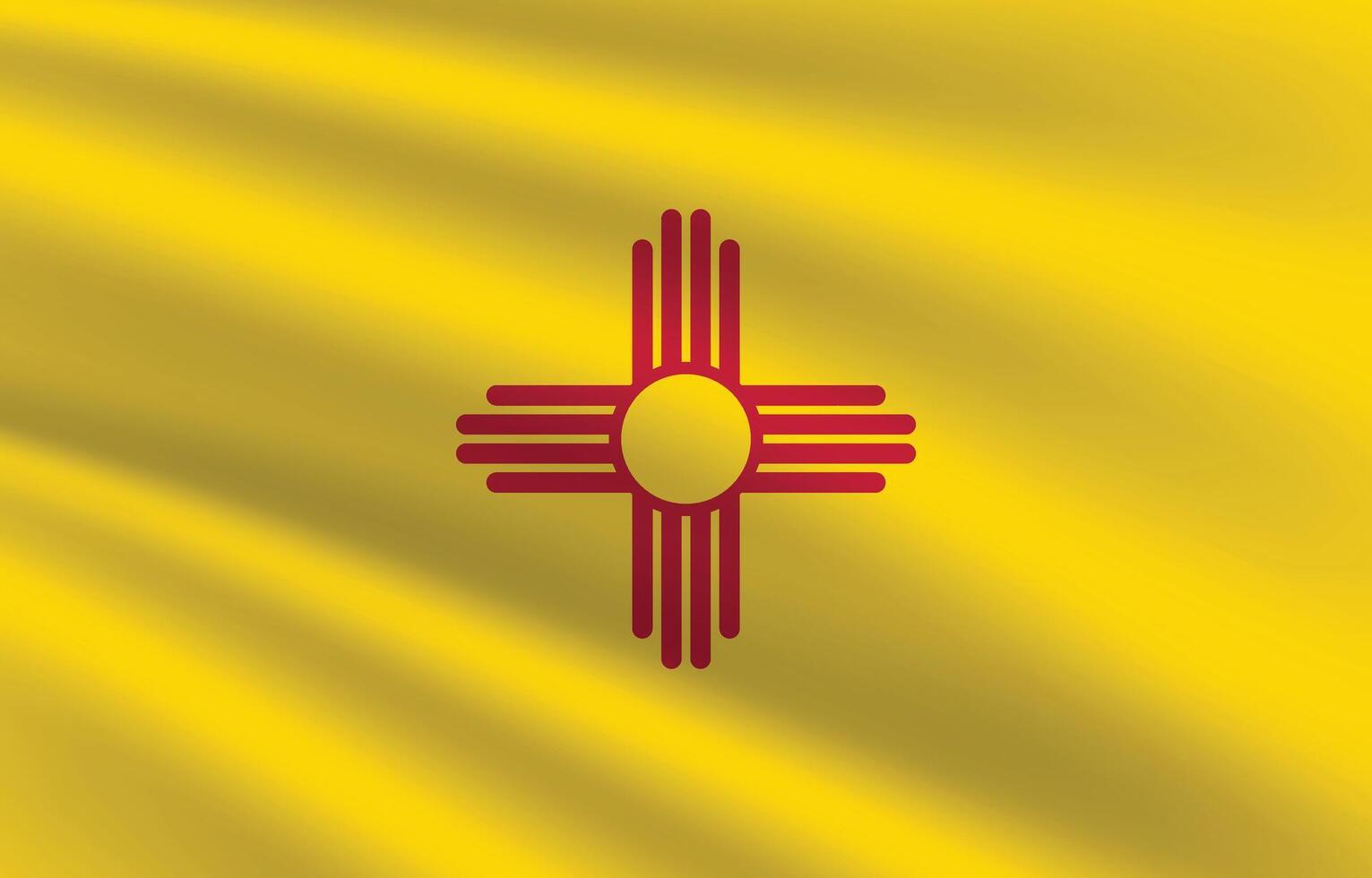New Mexico State Flag illustration. New Mexico Flag. Waving New Mexico State Flag. vector