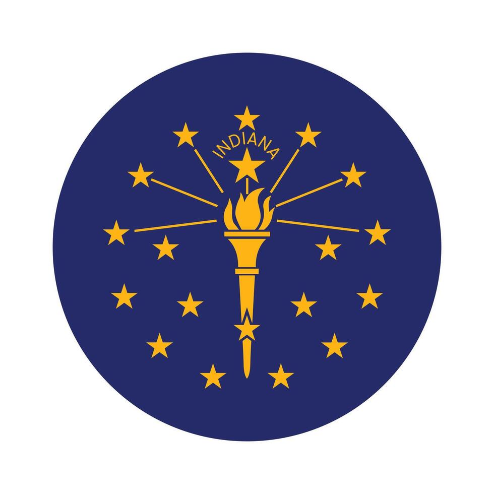 Indiana State Flag illustration. Indiana Flag. Indiana State Round Flag. vector