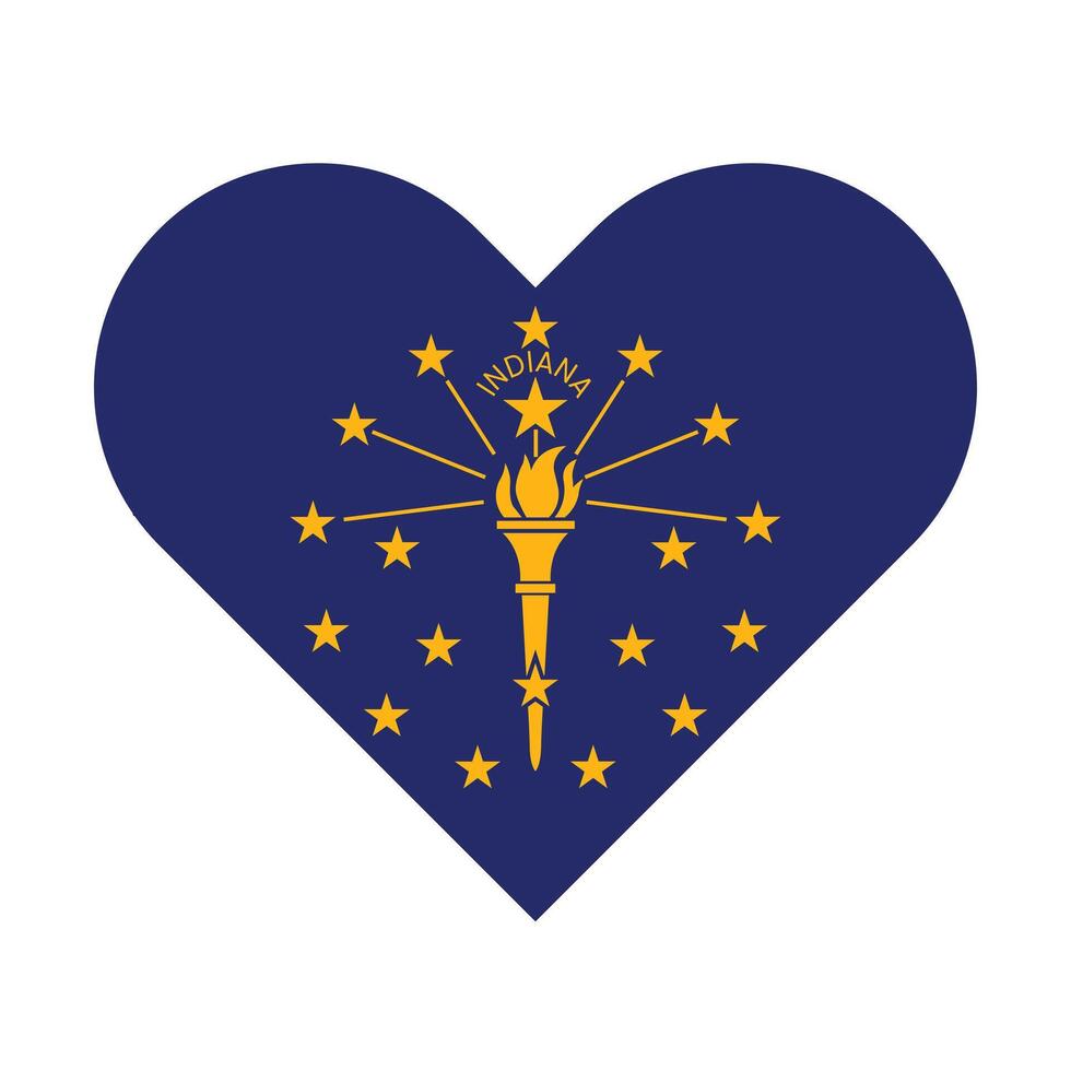 Indiana State Flag illustration. Indiana Flag. Indiana State Heart Flag. vector