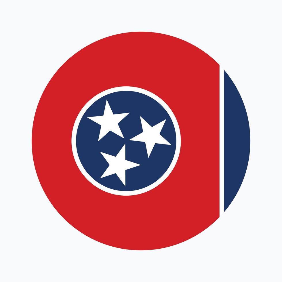 Tennessee State Flag illustration. Tennessee Flag. Tennessee State Round Flag. vector