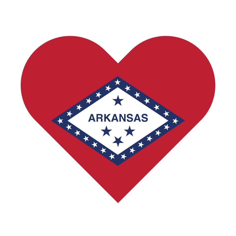 Arkansas State Flag illustration. Arkansas Flag. Arkansas State Heart Flag. vector