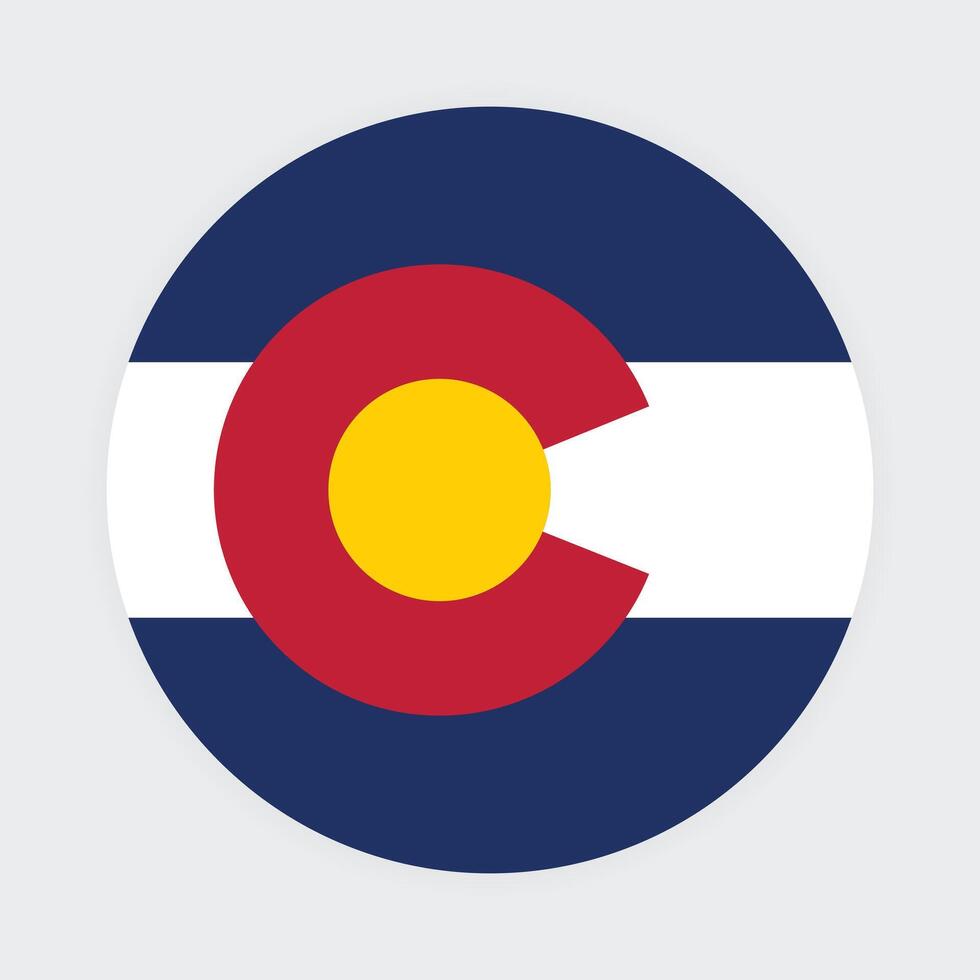 Colorado State Flag illustration. Colorado Flag. Colorado State Round Flag. vector