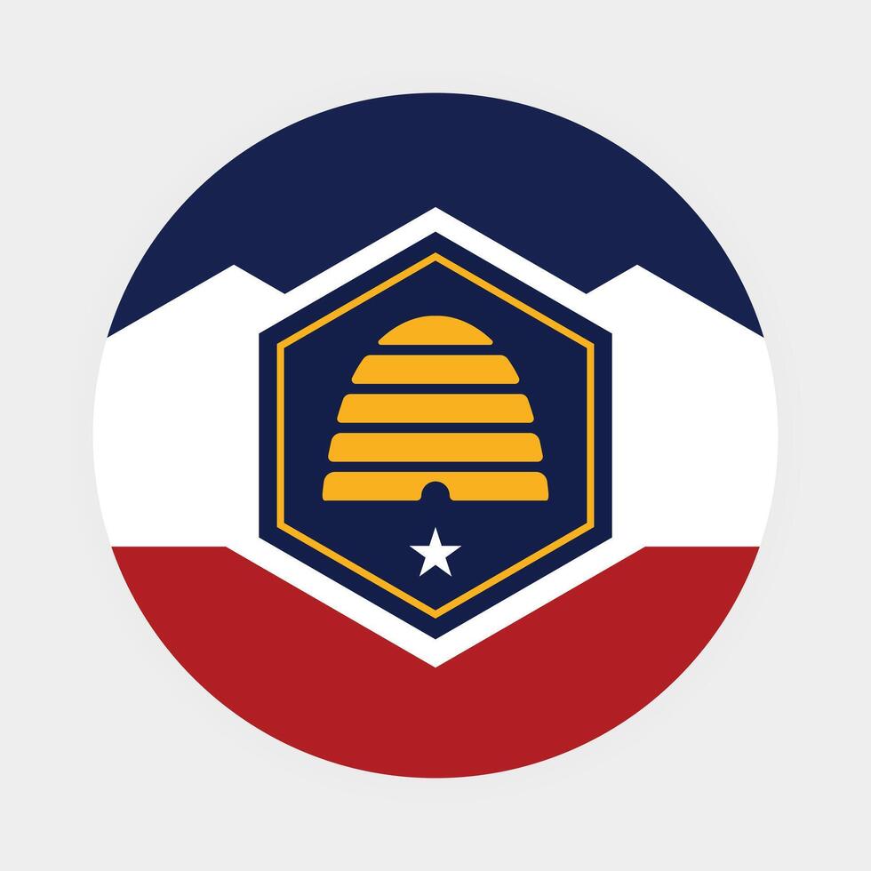 Utah State Flag illustration. Utah Flag. Utah State Round Flag. vector