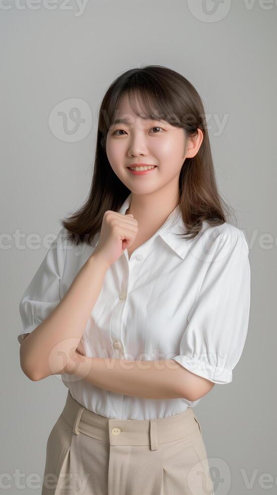 Confident Businesswoman in White Blouse photo