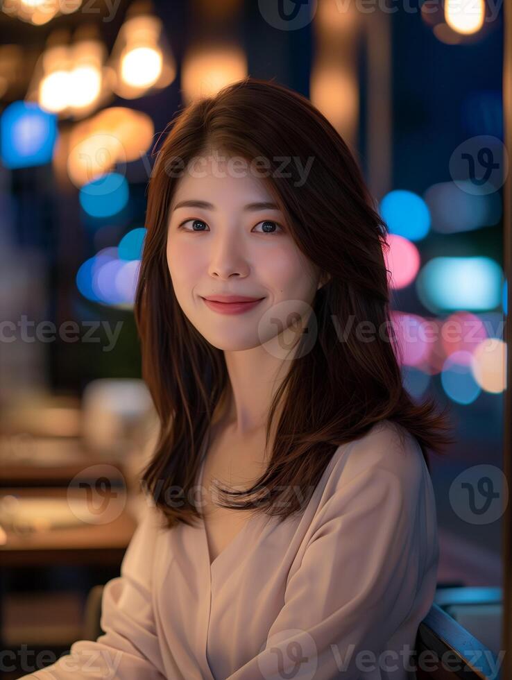 Evening Urban Glow Young Female Portrait photo