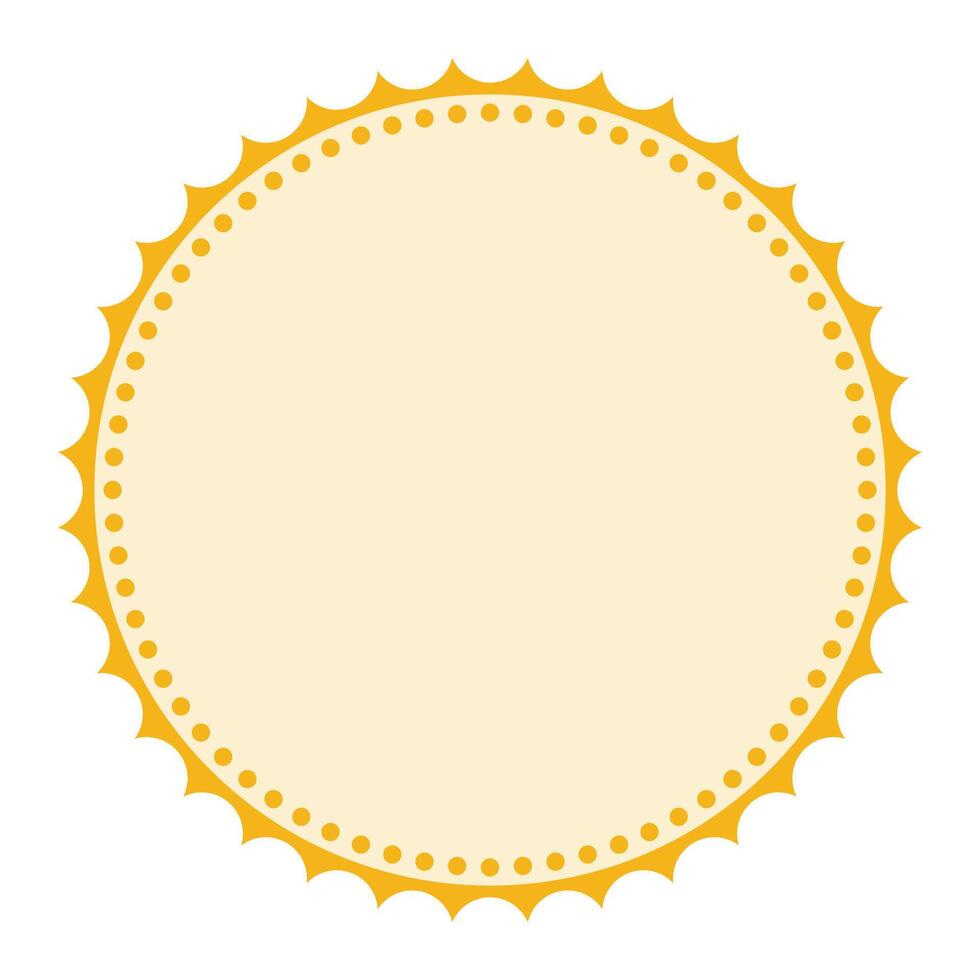 Elegant Yellow Round Detailed Packaging Classic Blank Sticker Badge Plain Background Design vector