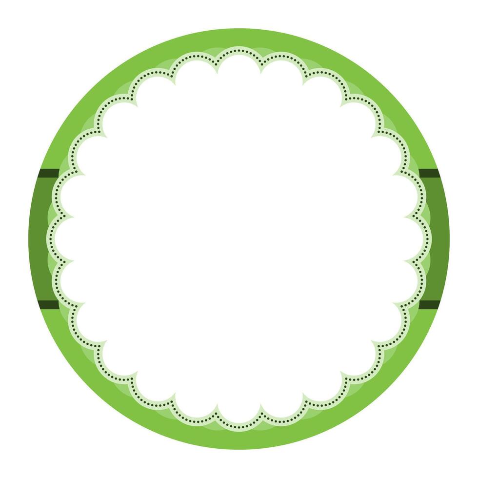 Simple Green Ornamental Round Sticker Plain Label Blank Background Seal Design vector