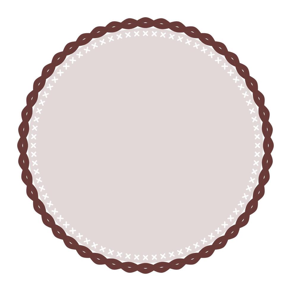 Simple Decorative Dark Brown Lace Circle Blank Plain Sticker Label Background Design vector