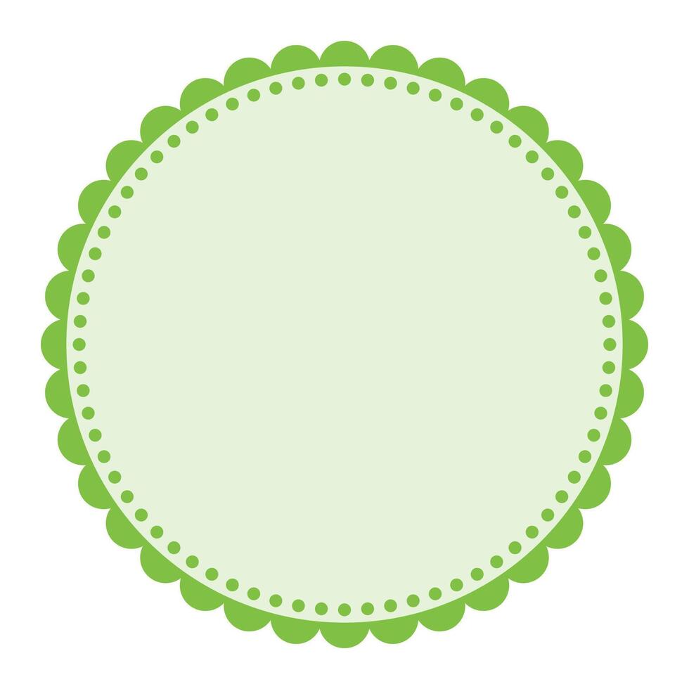 Soft And Simple Green Colored Blank Circular Sticker Label Element Design with Decorative Border Ornaments vector
