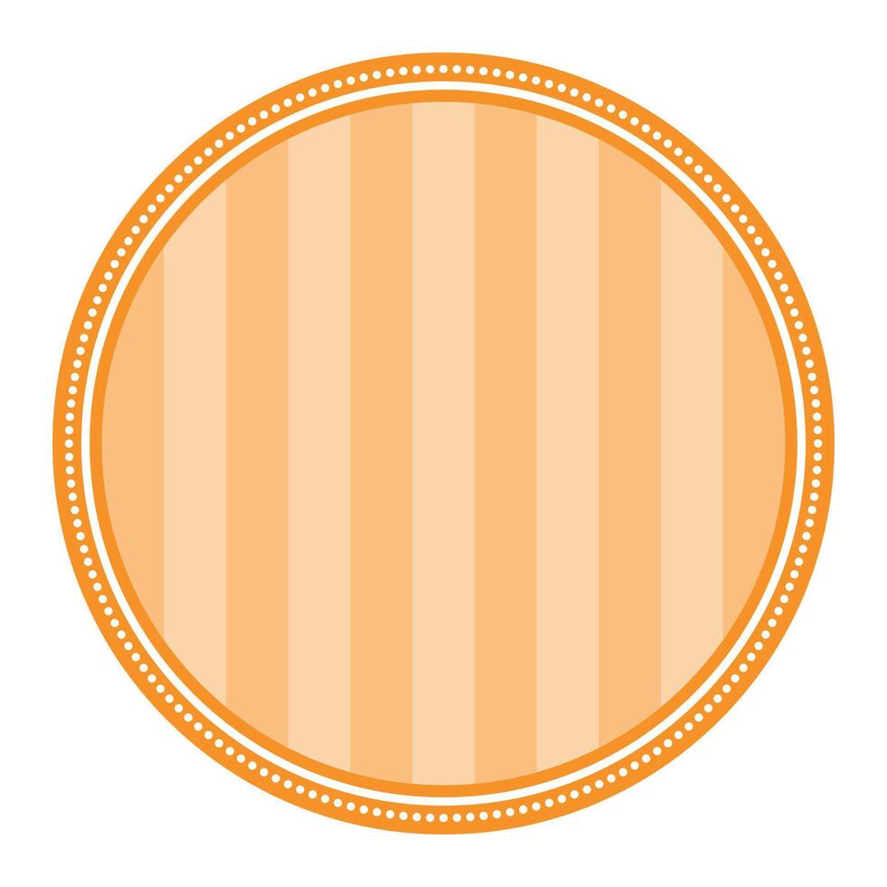 Striped Orange Circular Elegance Plain Sticker Round Blank Label Design vector