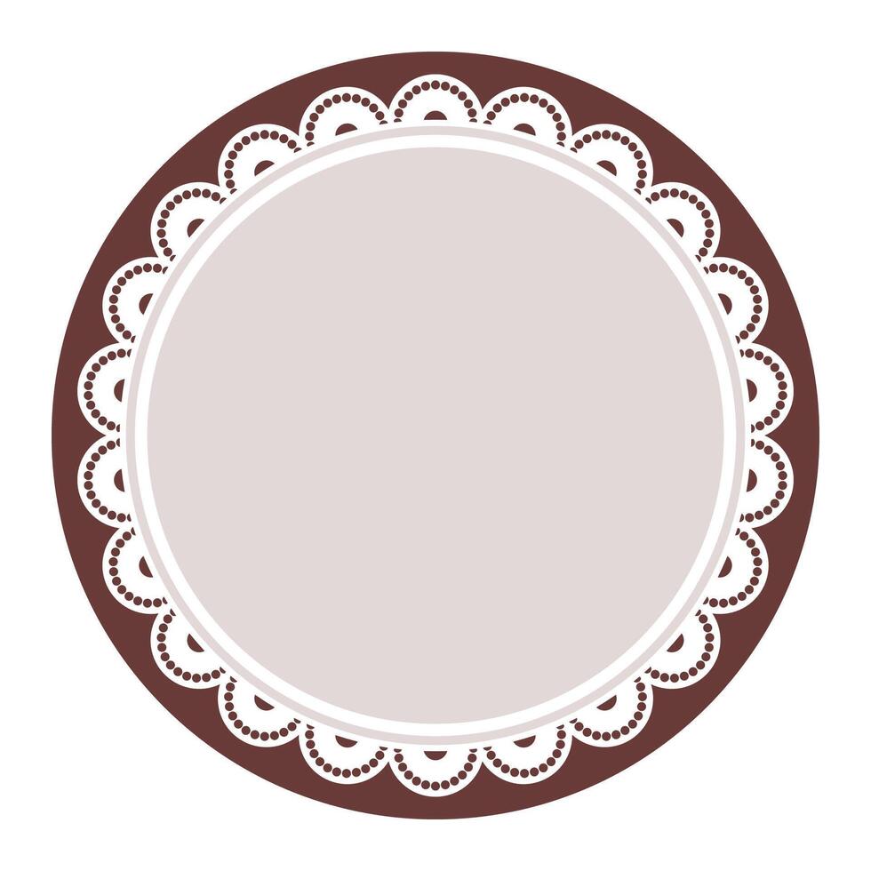 Simple Elegant Bold Dark Brown Lace Decorated With Circular Edge Design vector