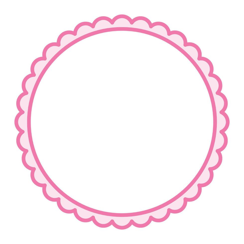 Simple Pink Circular Blank Background With Scallop Frame Border Ornament vector