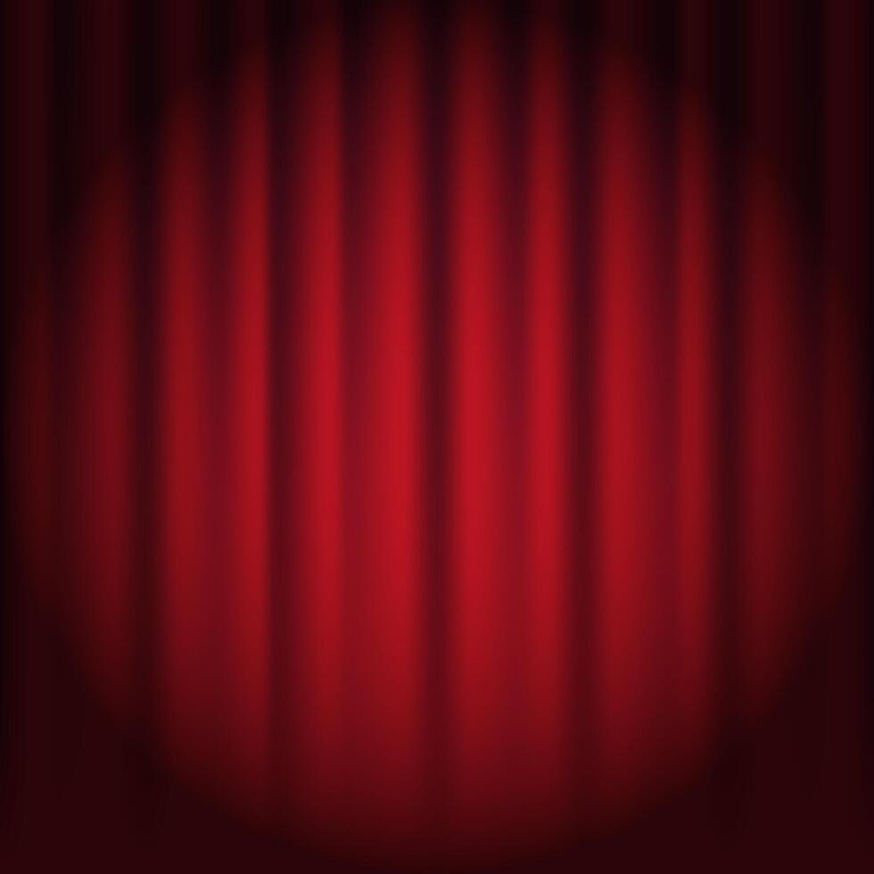 Red stage curtains illuminated square backdrop vector