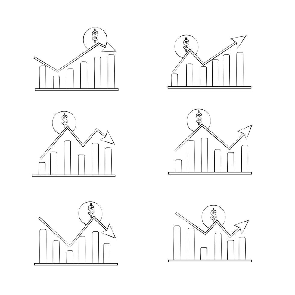 set of graphic linear icons graphics with dollar vector