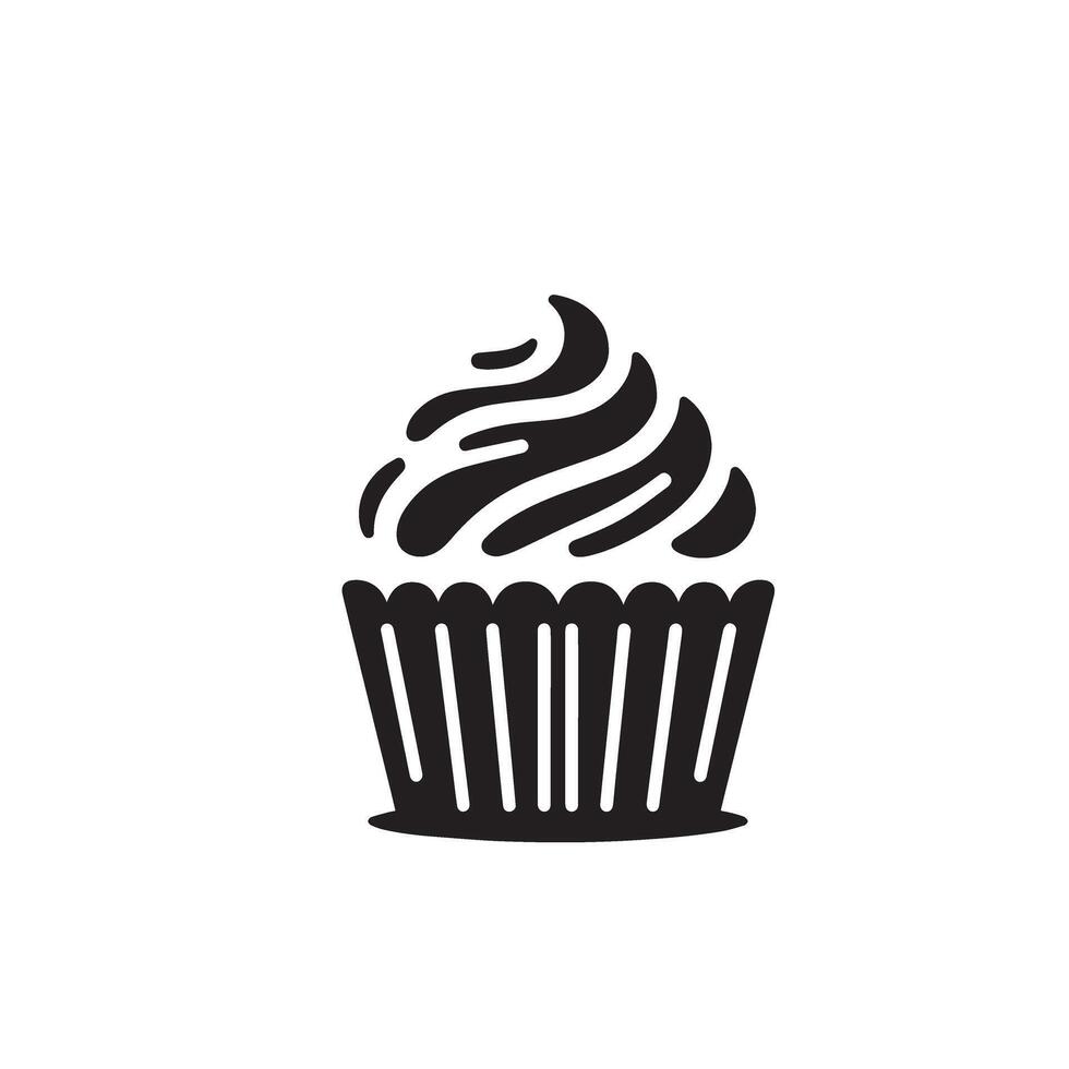 Cup cake silhouette on white background. Cup cake logo vector
