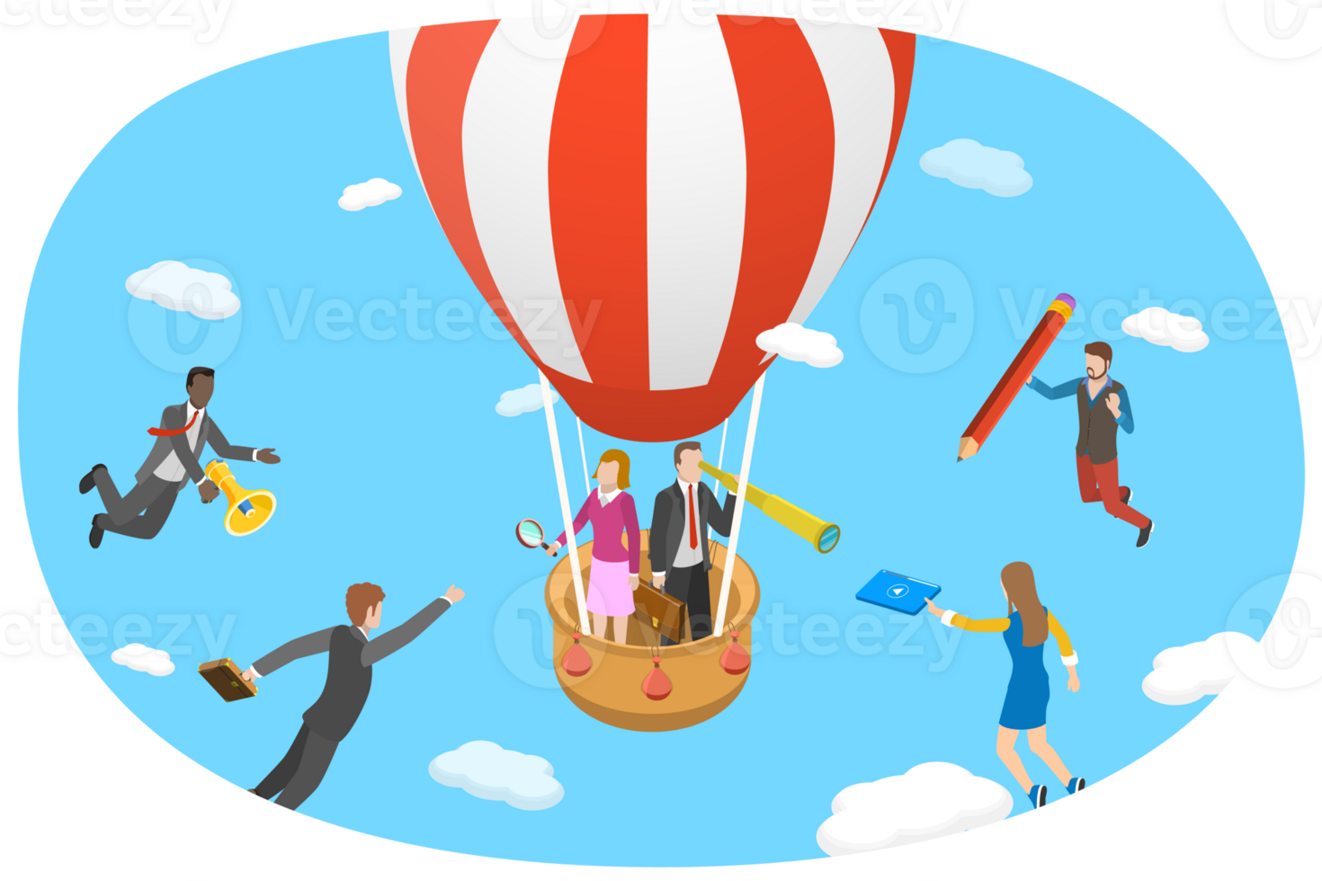 3D Isometric Flat Conceptual Illustration of Candidate Search png