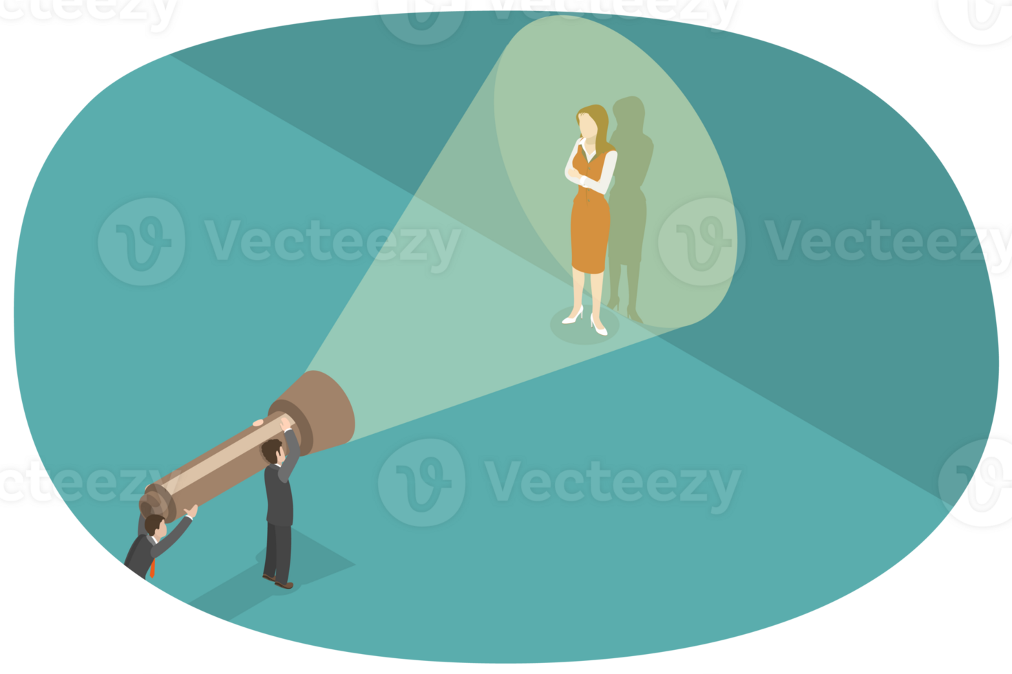 3D Isometric Flat Conceptual Illustration of Searching For Right Candidate png