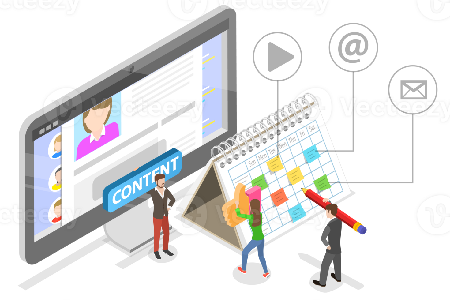 3D Isometric Flat Conceptual Illustration of Marketing Calendar png
