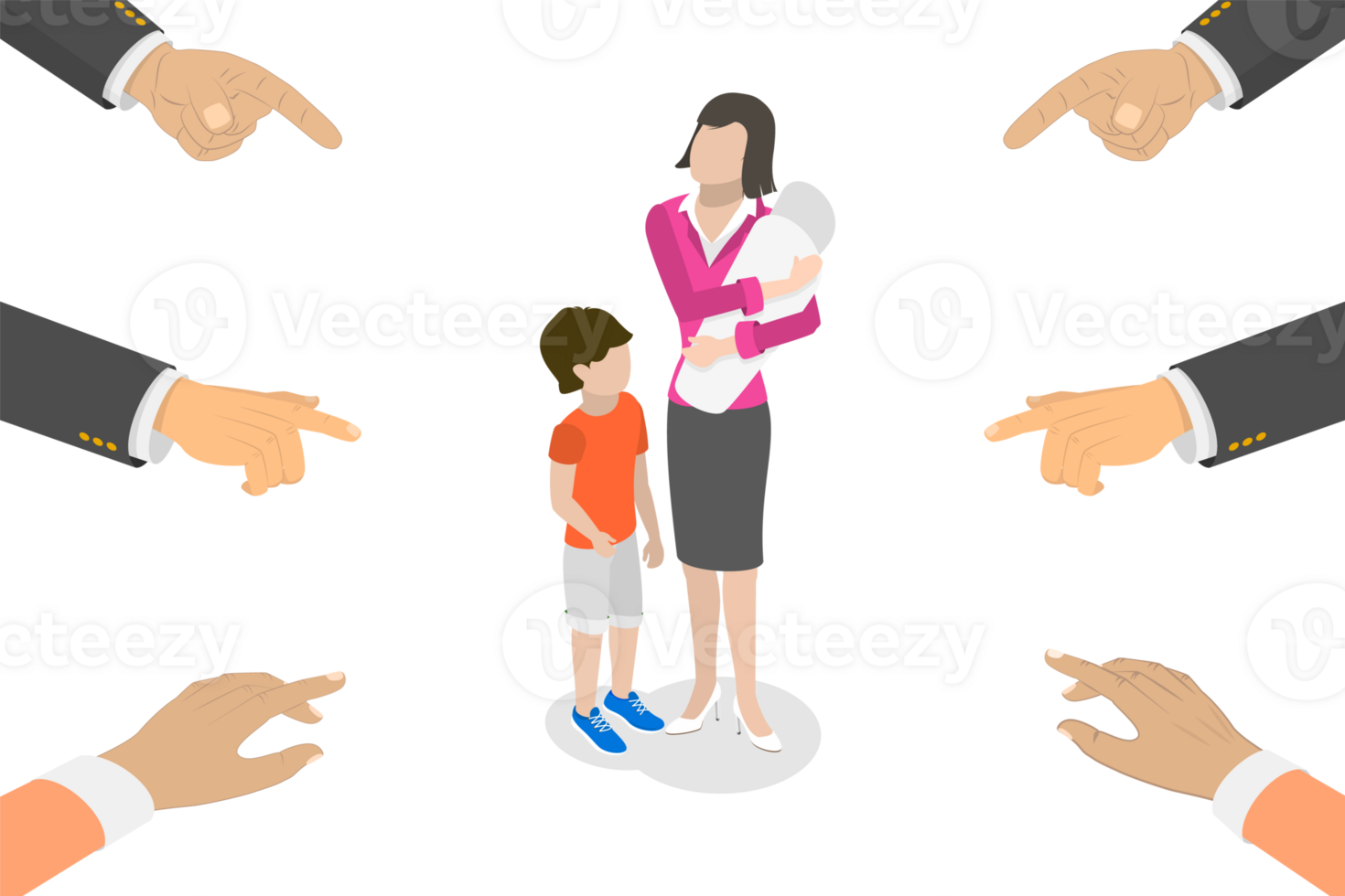 3D Isometric Flat Conceptual Illustration of Single Mom png