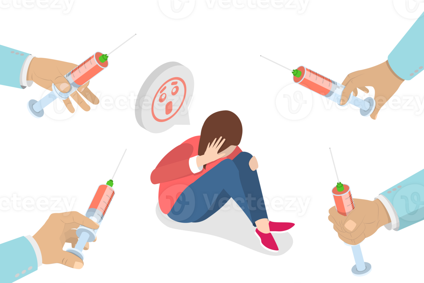 3D Isometric Flat Conceptual Illustration of Fear Of Needles png