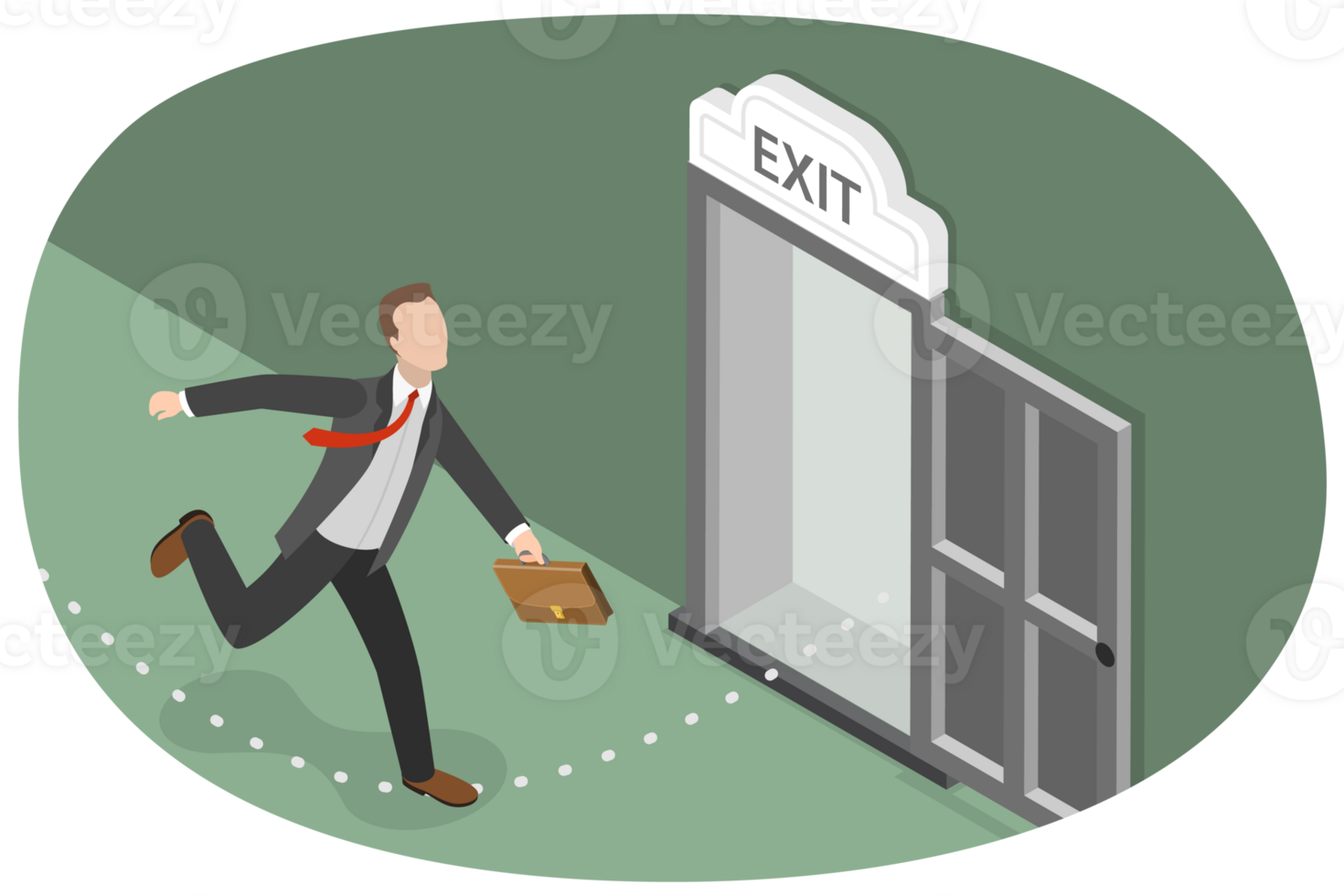 3D Isometric Flat Conceptual Illustration of Emergency Escape and Evacuation png