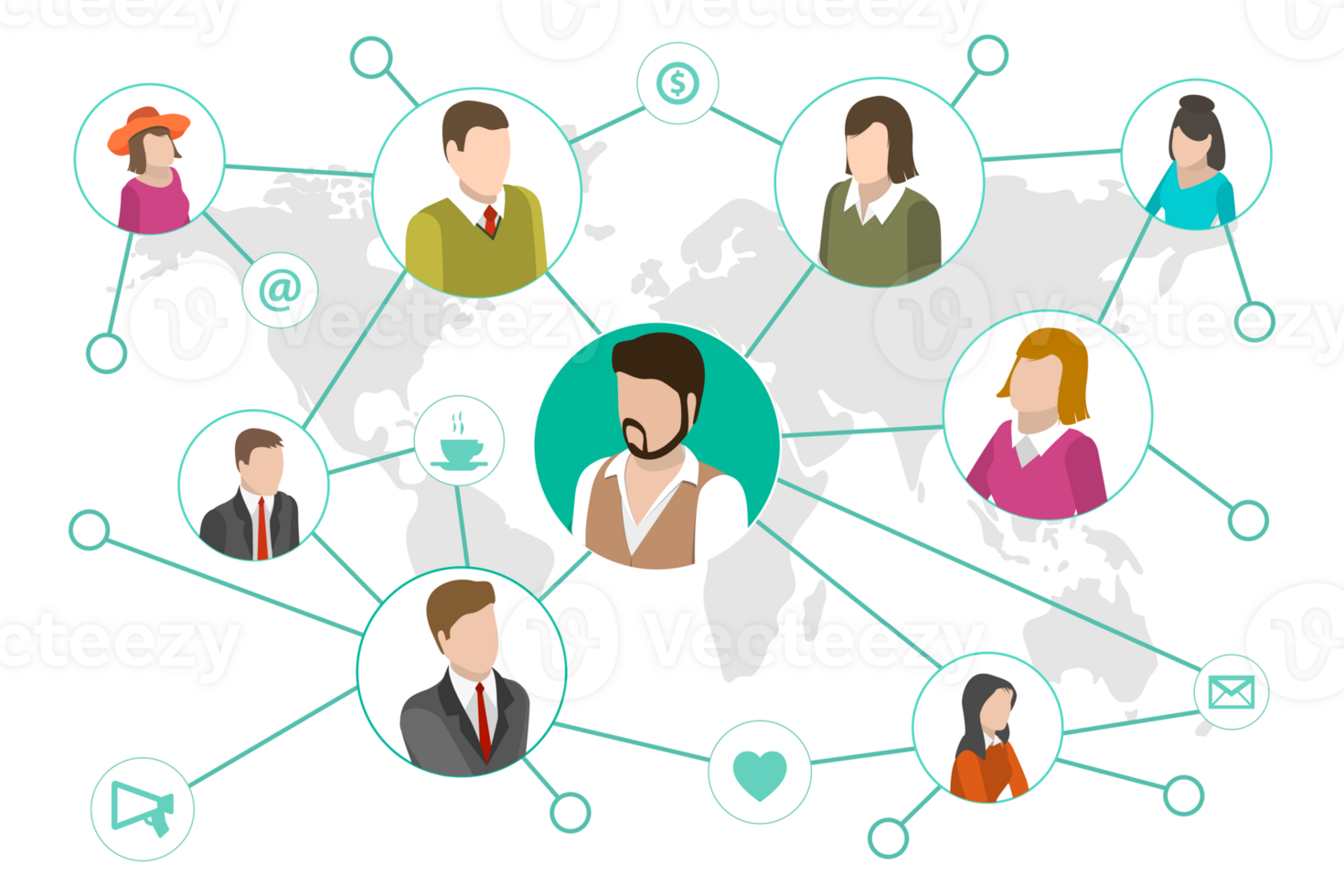 3D Isometric Flat Conceptual Illustration of Social Networking png