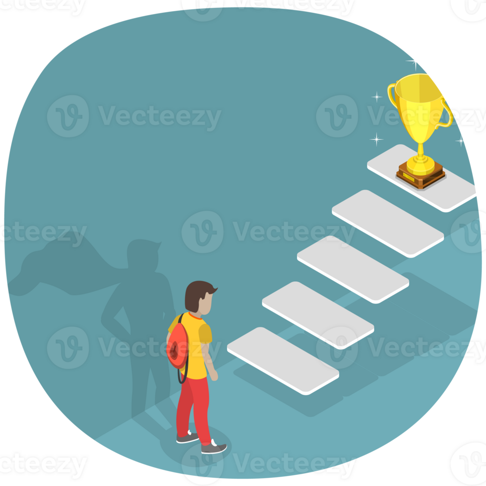 3D Isometric Flat Conceptual Illustration of Confident Child png