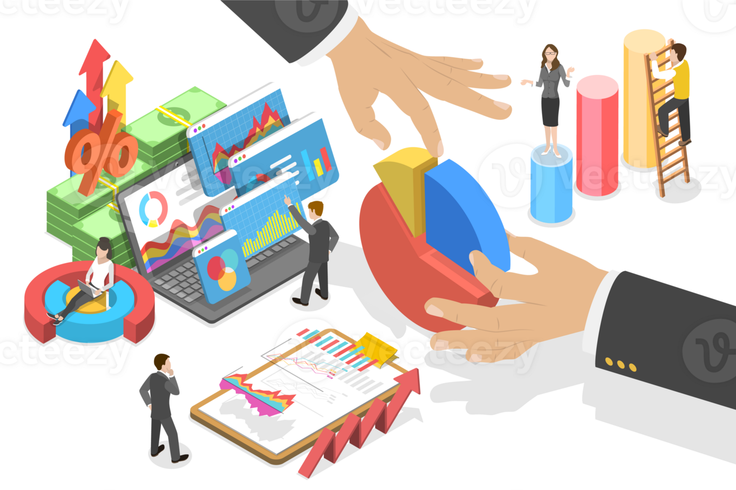 3D Isometric Flat Conceptual Illustration of Shares And Dividends png