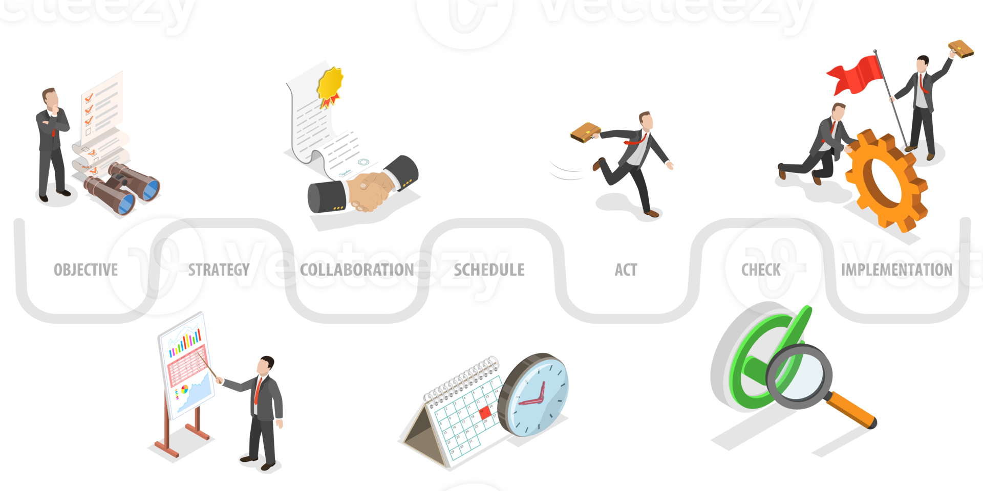 3D Isometric Flat Conceptual Illustration of Action Plan png